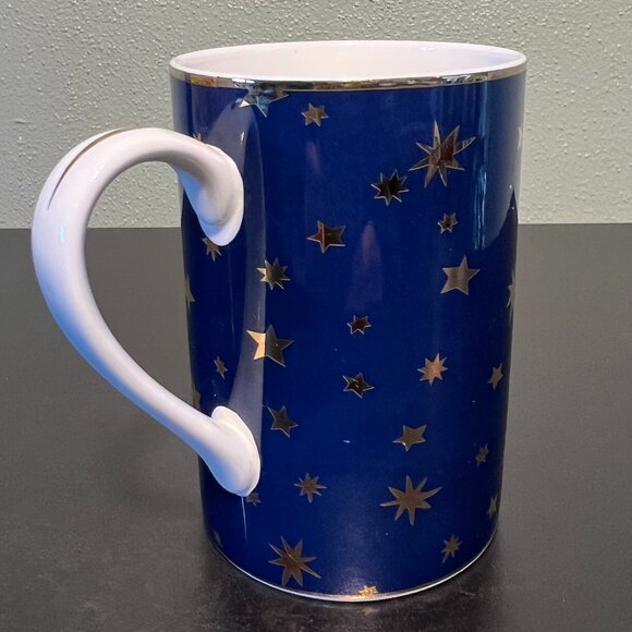 Sakura GALAXY BLUE 14k Gold Stars & Accents Cobalt Blue Fine Porcelain Cup Mug - Picture 6 of 15